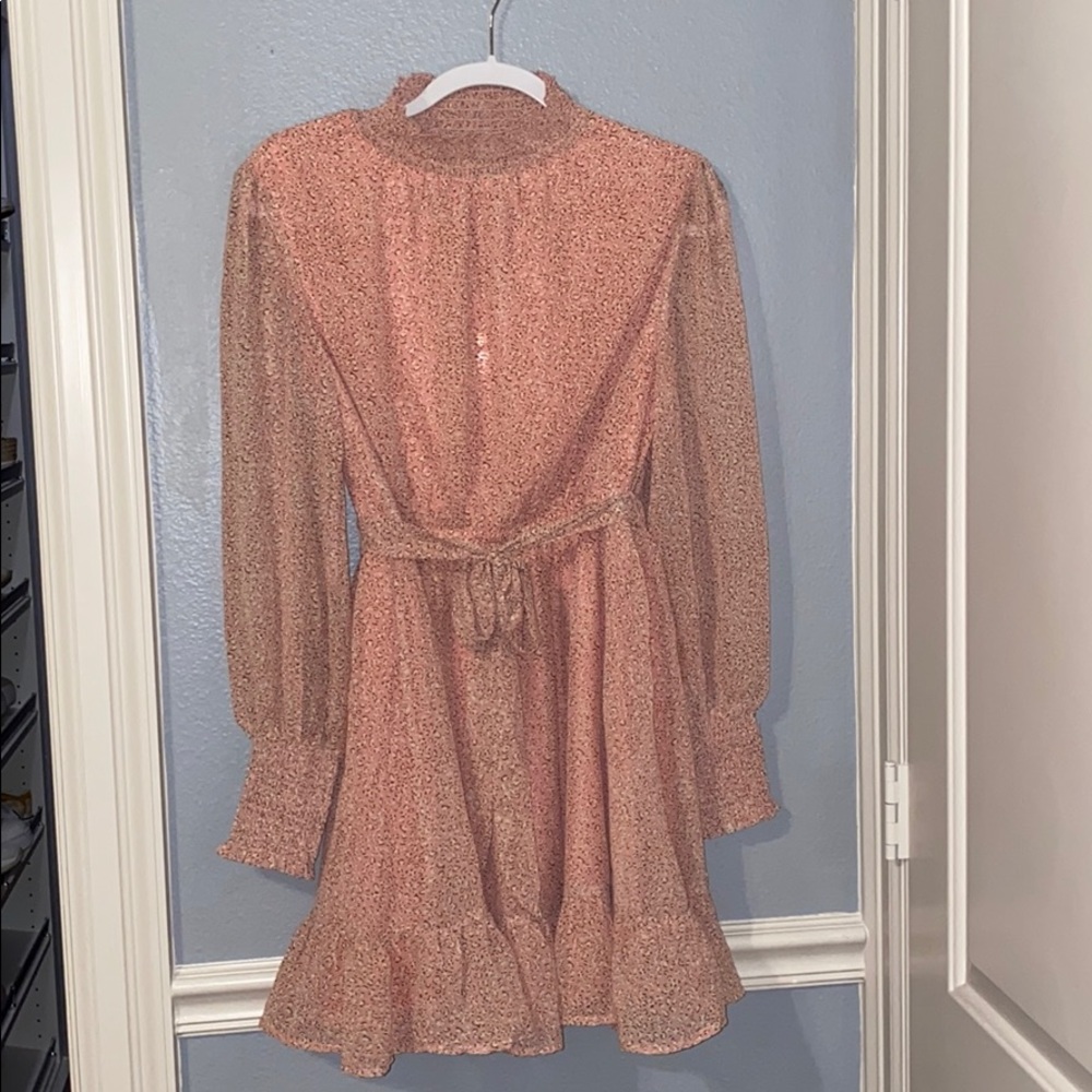 pink leopard smocked dress